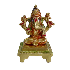 Ganesha Idol | 100% Pure Brass | Yellow Antique Finish