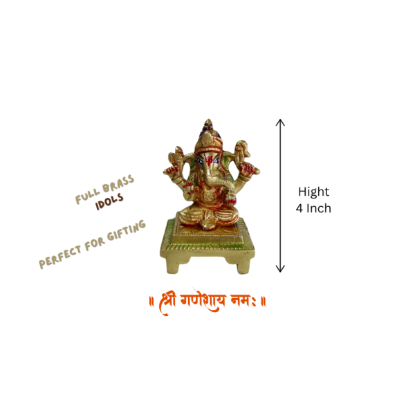 Ganesha Idol | 100% Pure Brass | Yellow Antique Finish