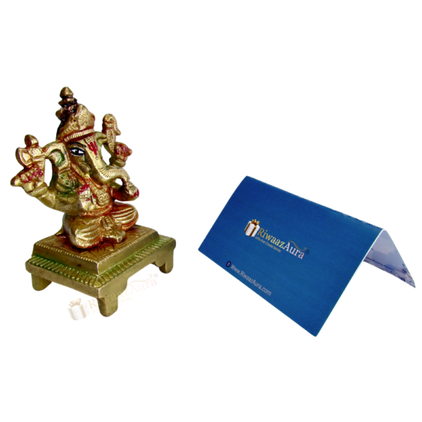 Ganesha Idol | 100% Pure Brass | Yellow Antique Finish
