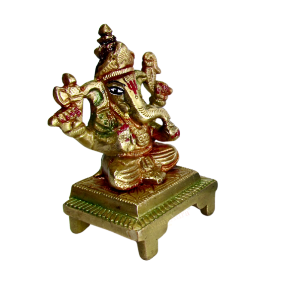 Ganesha Idol | 100% Pure Brass | Yellow Antique Finish