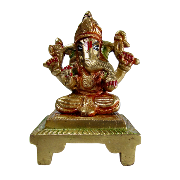 Ganesha Idol | 100% Pure Brass | Yellow Antique Finish