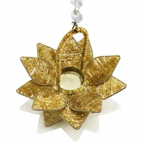 RiwaazAura Lotus Shape T-Light Candle Holder | Hanging T-Light Lantern for Decor for Pooja Room, Temple, Home Decor, Diwali, Wedding, Festive Celebrations | Handcrafted Metal Decorative for Gifting RiwaazAura Lotus Shape T-Light Candle Holder | Hanging T-Light Lantern for Decor for Pooja Room, Temple, Home Decor, Diwali, Wedding, Festive Celebrations | Handcrafted Metal Decorative for Gifting