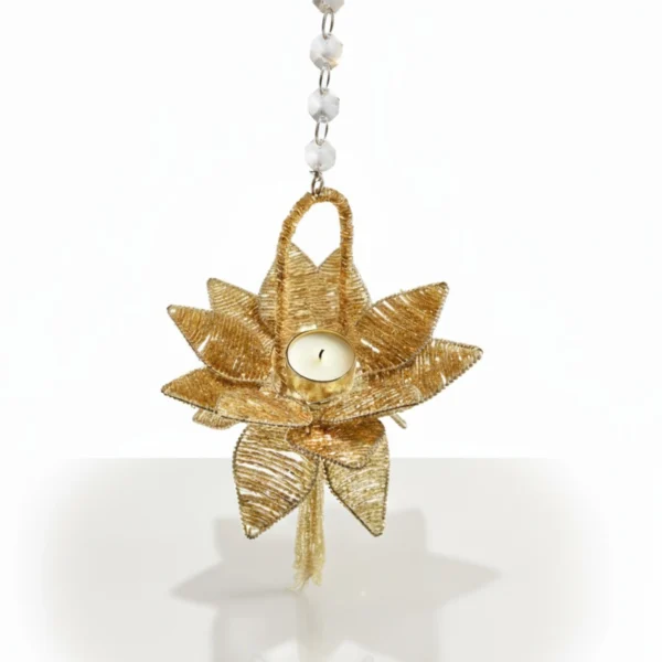 RiwaazAura Lotus Shape T-Light Candle Holder | Hanging T-Light Lantern for Decor for Pooja Room, Temple, Home Decor, Diwali, Wedding, Festive Celebrations | Handcrafted Metal Decorative for Gifting RiwaazAura Lotus Shape T-Light Candle Holder | Hanging T-Light Lantern for Decor for Pooja Room, Temple, Home Decor, Diwali, Wedding, Festive Celebrations | Handcrafted Metal Decorative for Gifting